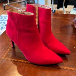 Red suede ankle boots